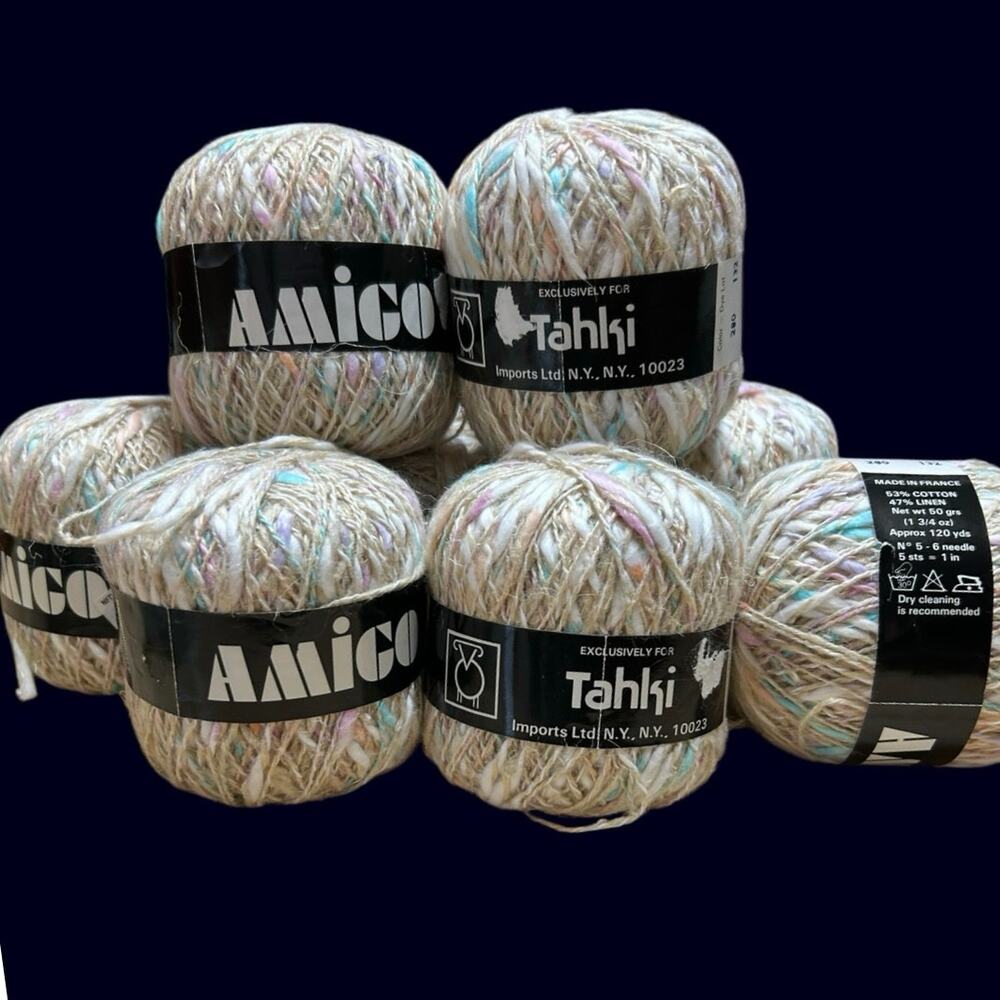 Tahki Amos Crochet Thread Yarn 53% Linen 47% Cotton Lot 7 New Made in France